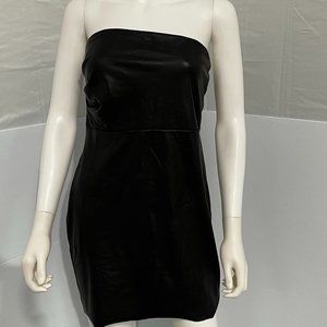 FREE PEOPLE BNWT Black Faux Leather Strapless Women Mini Dress S